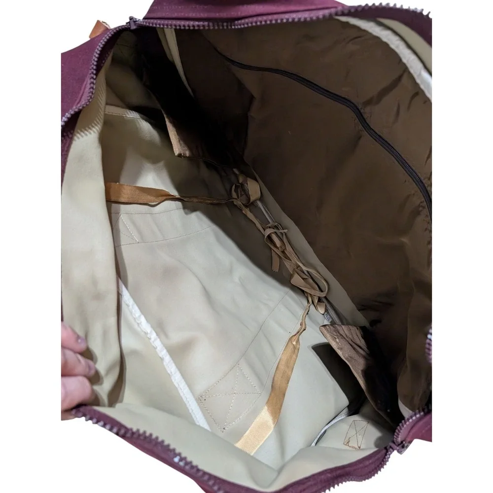 Lands' End Canvas Leather Square Rigger Travel Bag Burgundy‎ Vintage 23